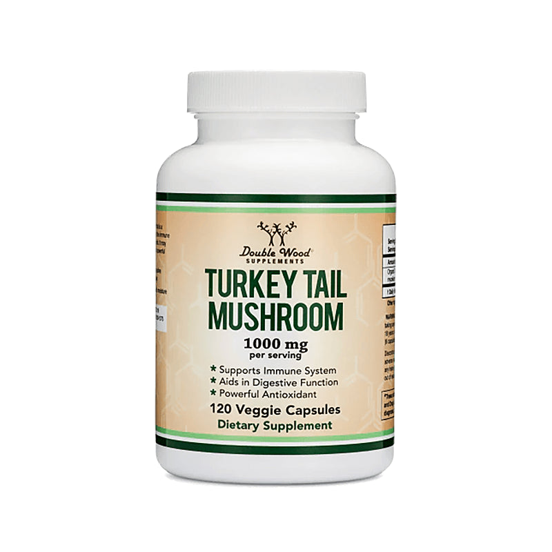 Turkey Tail Mushroom/ Пуешка опашка 1000 mg, 120 капсули Double Wood - BadiZdrav.BG