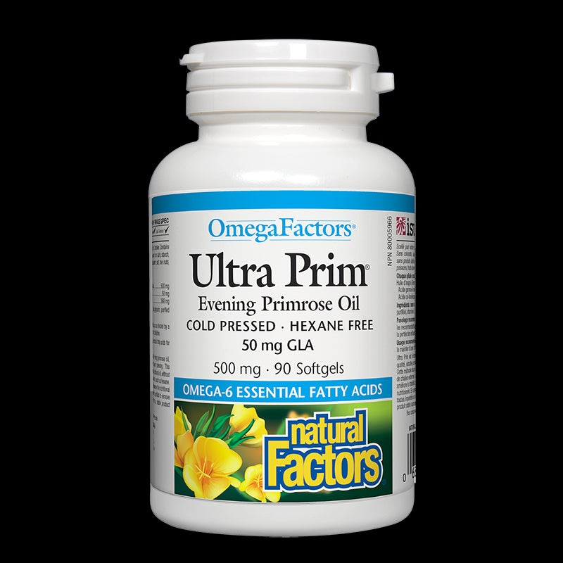 Ultra Prim® Evening Primrose Oil 50 mg GLA/ Вечерна иглика масло 500 mg х 90 софтгел капсули Natural Factors - BadiZdrav.BG