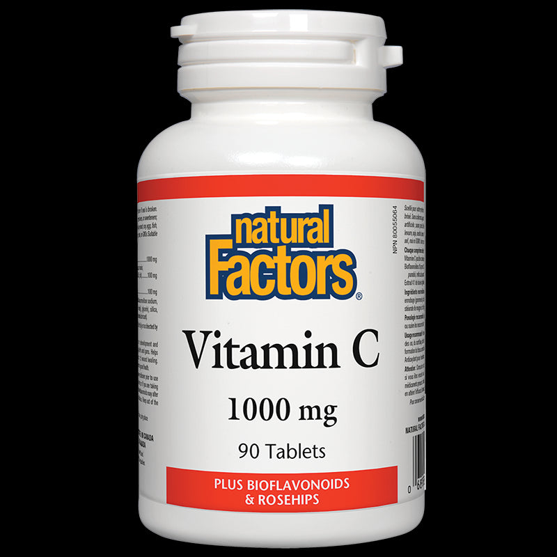 Vitamin C 1000 mg Bioflavonoids and Rosehips / Витамин С 1000 mg с Шипка и Биофлавони x 90 таблетки Natural Factors - BadiZdrav.BG