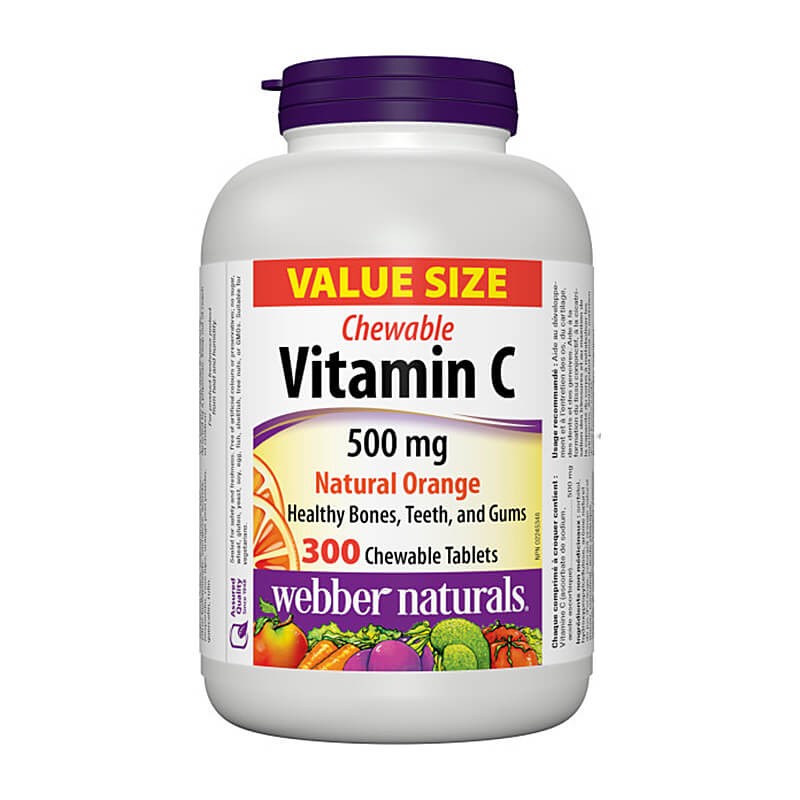 Vitamin C 500 mg Chewable - Витамин С 500 mg, 300 дъвчащи таблетки Webber Naturals - BadiZdrav.BG