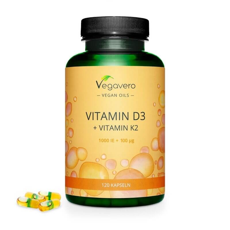 Vitamin D3 + K2/ Витамин D3 1000 IU + К2 100 µg, 120 капсули, 100% Vegan Vegavero - BadiZdrav.BG