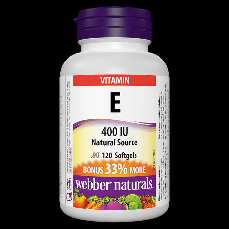 Vitamin E 400 IU - Витамин Е (d-алфа токоферил ацетат) 400 IU, 120 софтгел капсули - BadiZdrav.BG