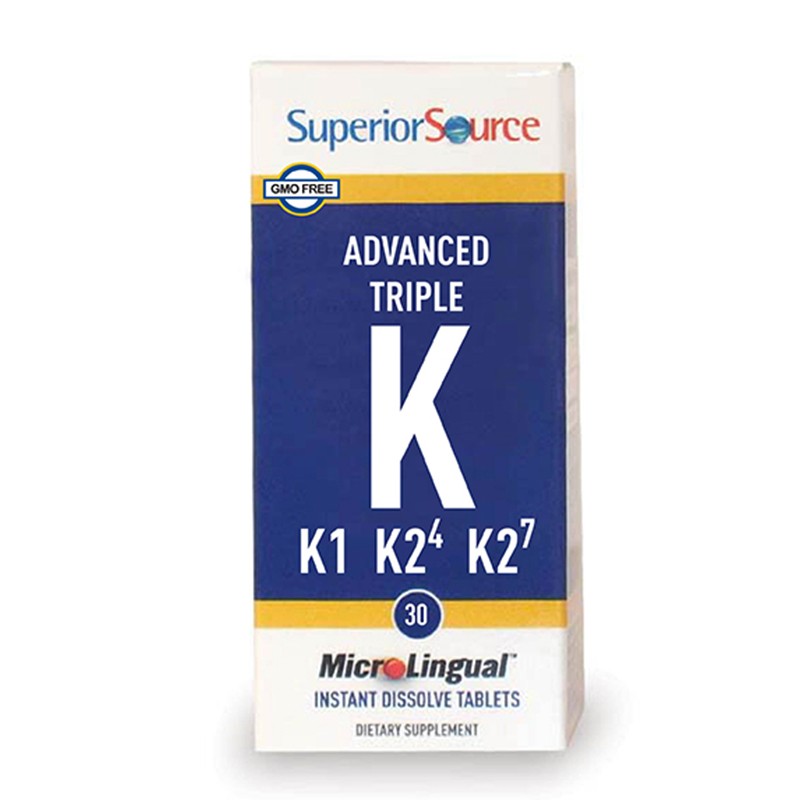 Витамин К (К1, К2 МК-4, МК-7) - Advanced Triple K, 30 сублингвални таблетки Superior Source - BadiZdrav.BG