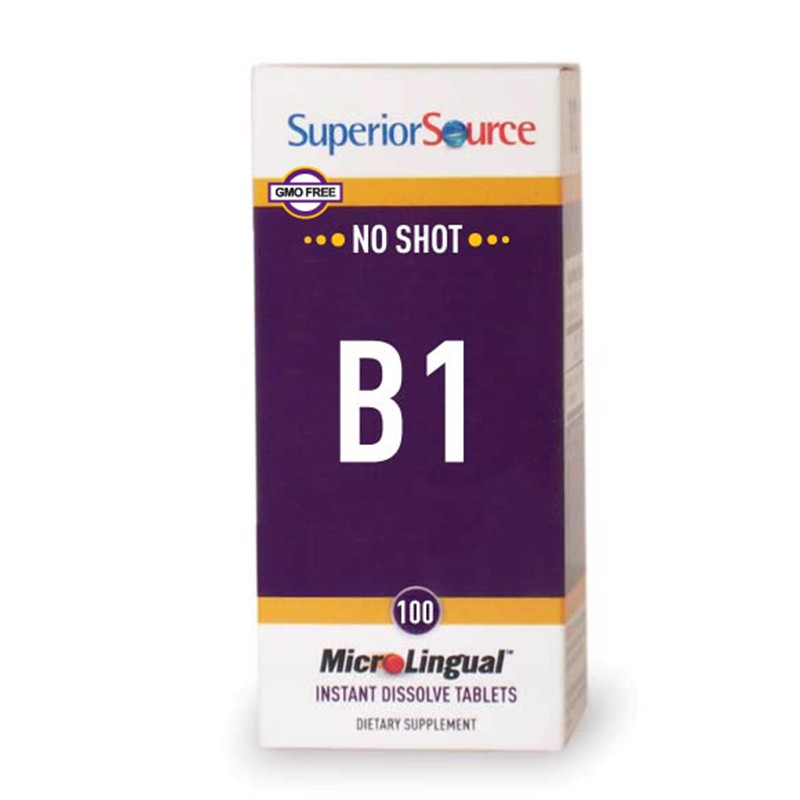 Витамин В1 (тиамин монитрат) - нервна система и сърдечно-съдово здраве, 100 mg  х 100 сублингвални таблетки Superior Source - BadiZdrav.BG