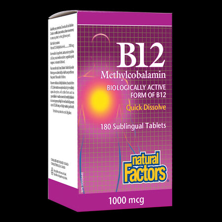 B12 Methylcobalamin/ Витамин В12 (метилкобаламин) x 180 сублингвални таблетки Natural Factors - BadiZdrav.BG
