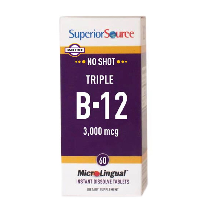 Витамин В12 3000 mcg - Нервна система, 60 сублингвални таблетки Superior Source - BadiZdrav.BG
