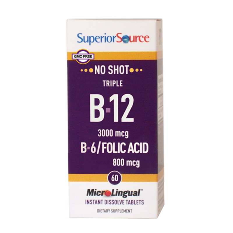 Витамин В12, В6 и Фолиева киселина х 60 сублингвални таблетки Superior Source