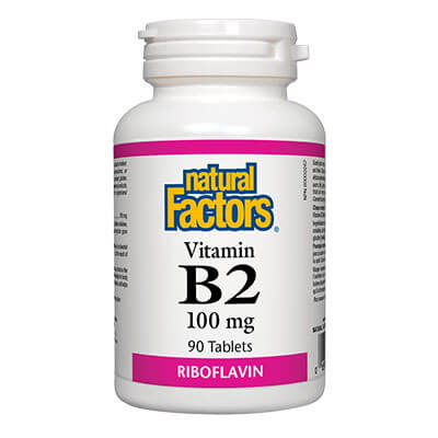 Витамин В2 (рибофлавин) - Vitamin B2 100 mg, 90 таблетки Natural Factors - BadiZdrav.BG