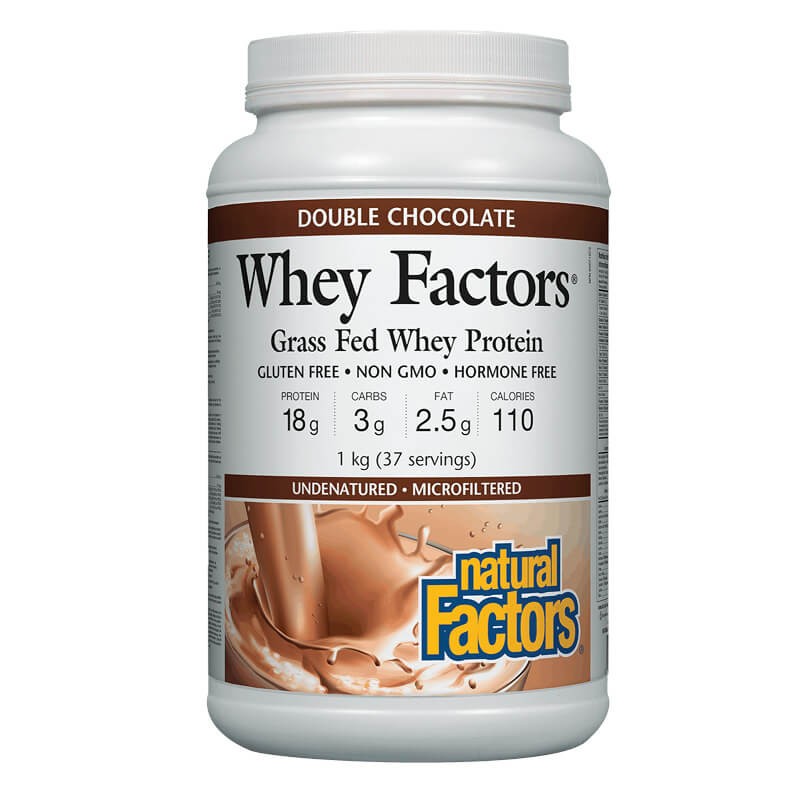 Whey Factors® Grass Fed Whey Protein - Суроватъчен протеин изолат с вкус на шоколад, 1 kg прах Natural Factors