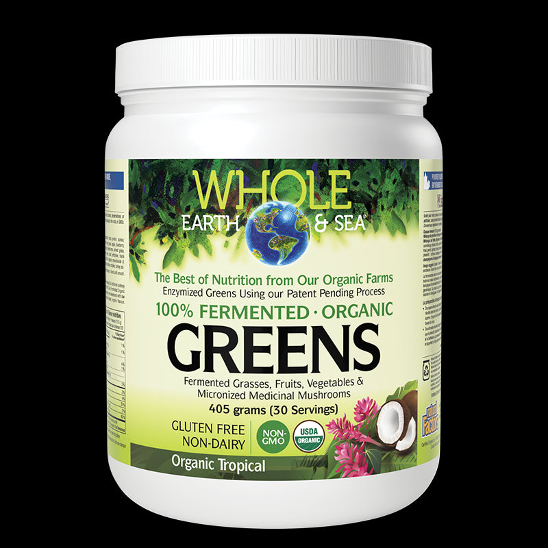 Whole Earth & Sea - 100% ферментирали органик растителни храни, с тропически вкус х 390 g пудра Natural Factors