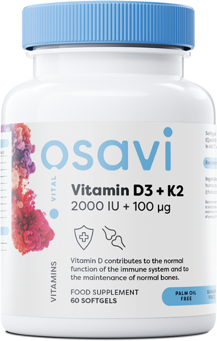Vitamin D3 2000 IU + K2 100 mcg | with Quali-D® - 