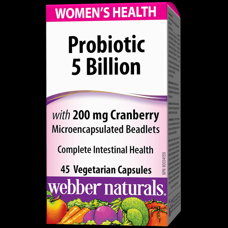 Probiotic Women`s Health/ Пробиотик за жени 5 щама, 5 млрд. активни пробиотици + Червена боровинка х 45 капсули Webber Naturals - BadiZdrav.BG