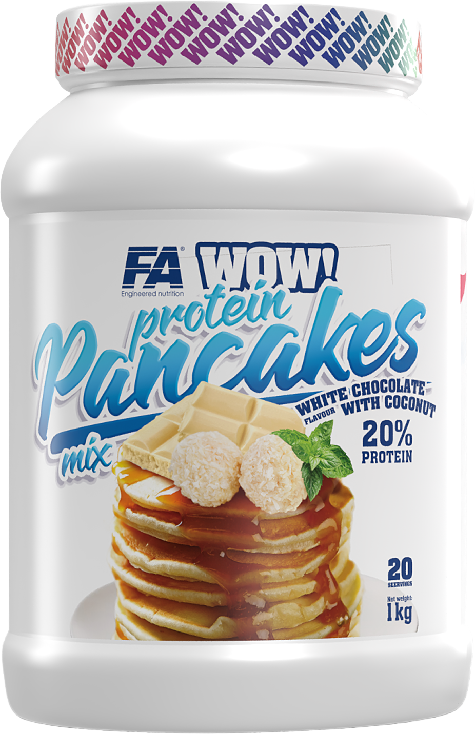 WOW ! Protein Pancakes | 20% Protein - No Sugar Added - Бял шоколад с кокос