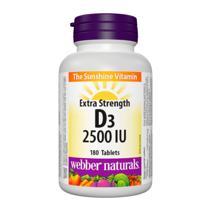Здрави кости и силен имунитет - Витамин D3 2500 IU, 180 таблетки Webber Naturals - BadiZdrav.BG