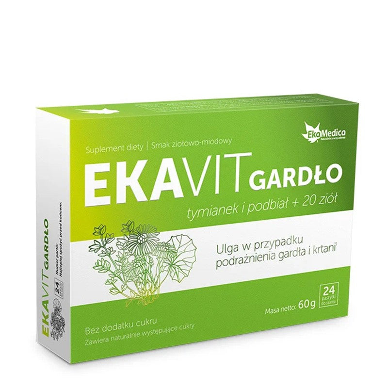 Здраво гърло (формула с мащерка, подбел и билки) - EKAVIT, 24 смучещи таблетки - BadiZdrav.BG