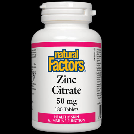 Zinc Citrate / Цинк (цитрат) 50 mg х 180 таблетки Natural Factors - BadiZdrav.BG