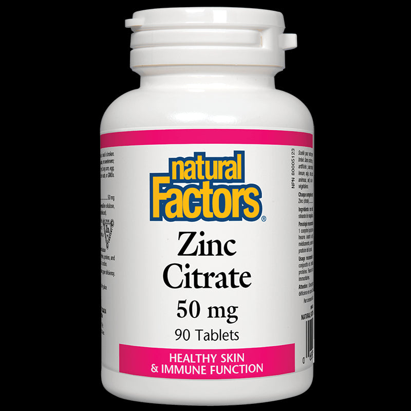 Zinc Citrate / Цинк (цитрат) 50 mg х 90 таблетки Natural Factors - BadiZdrav.BG
